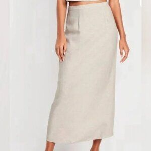 NWT OLD NAVY Women's Linen Blend Neutral Cream Maxi Skirt